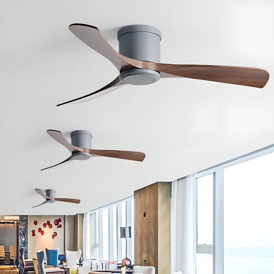 Modern 6 - speed Reverse Frequency 3 Blades Imitation Wood Ceiling Fan - Flyachilles
