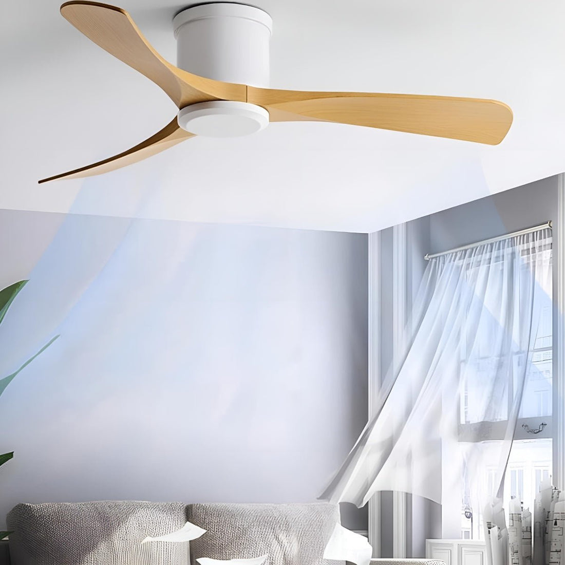 Modern 6 - speed Reverse Frequency 3 Blades Imitation Wood Ceiling Fan - Flyachilles
