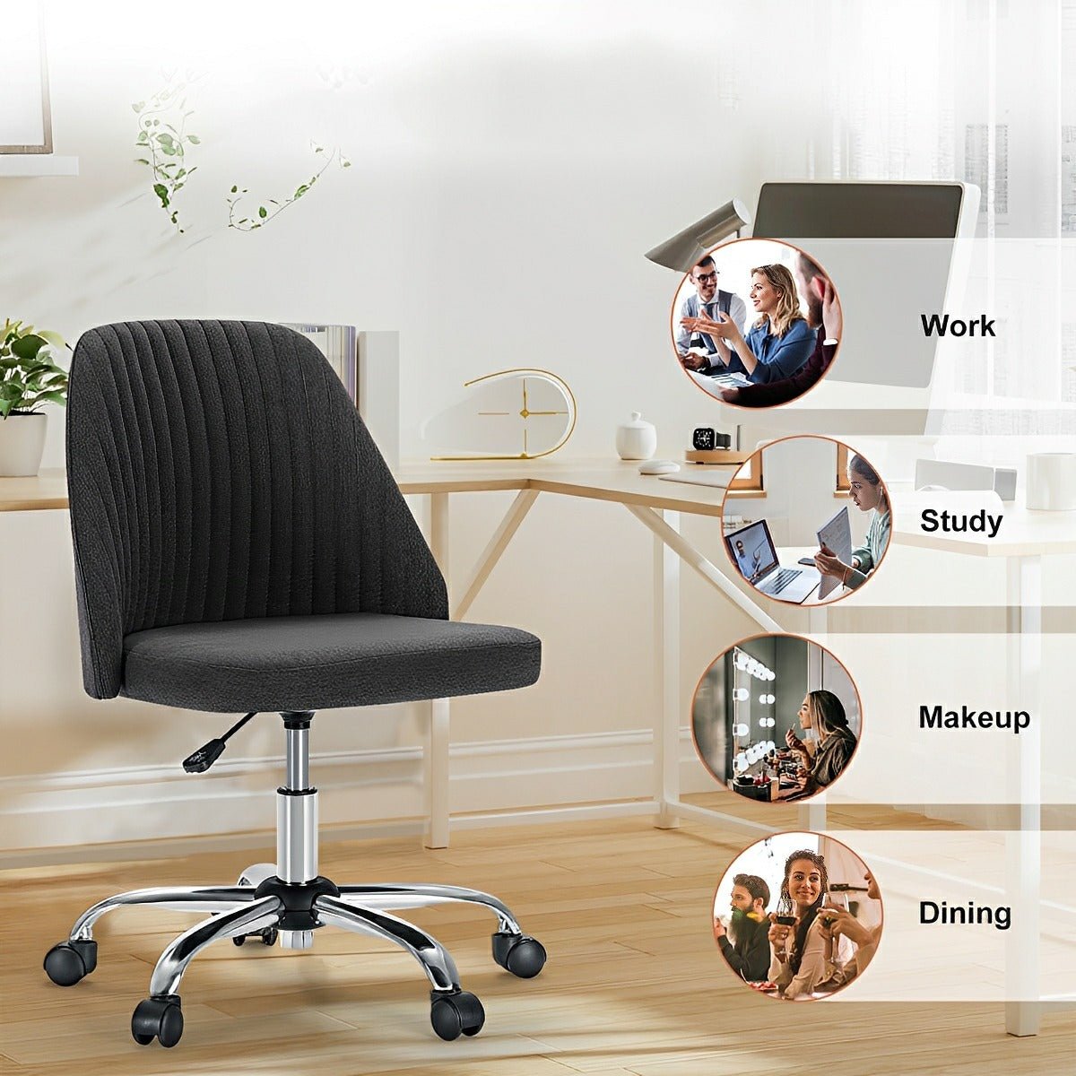 Modern Armless Office Chair with Wheels - Flyachilles
