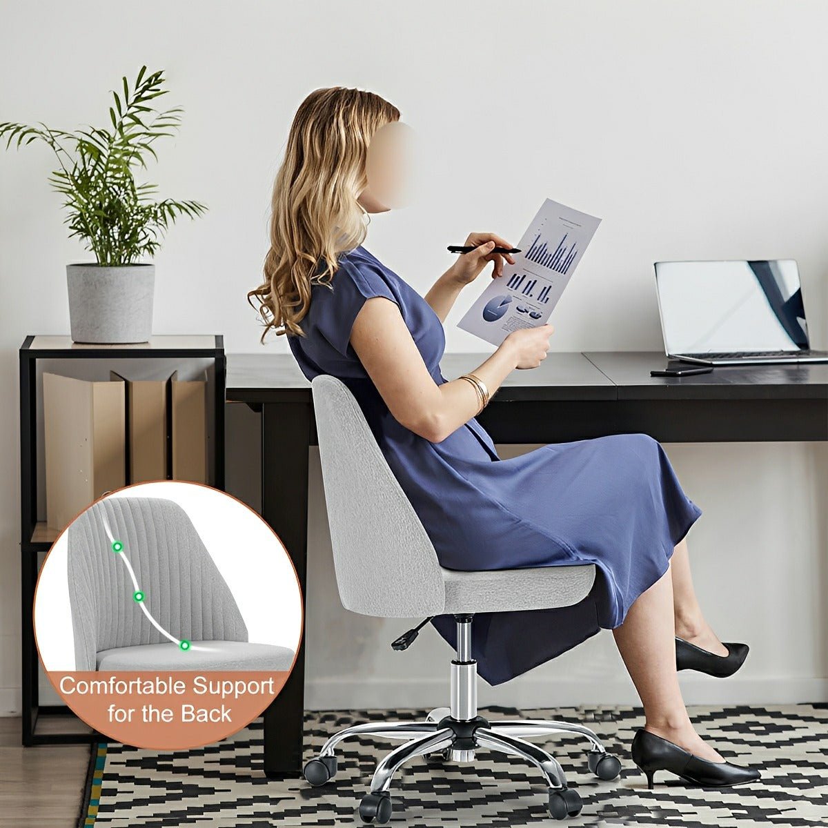 Modern Armless Office Chair with Wheels - Flyachilles