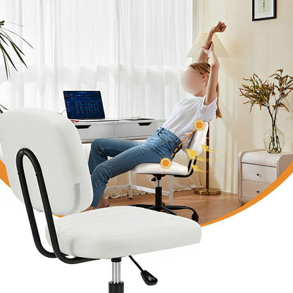 Modern Armless PU Leather Office Chair – Lumbar Support - Flyachilles