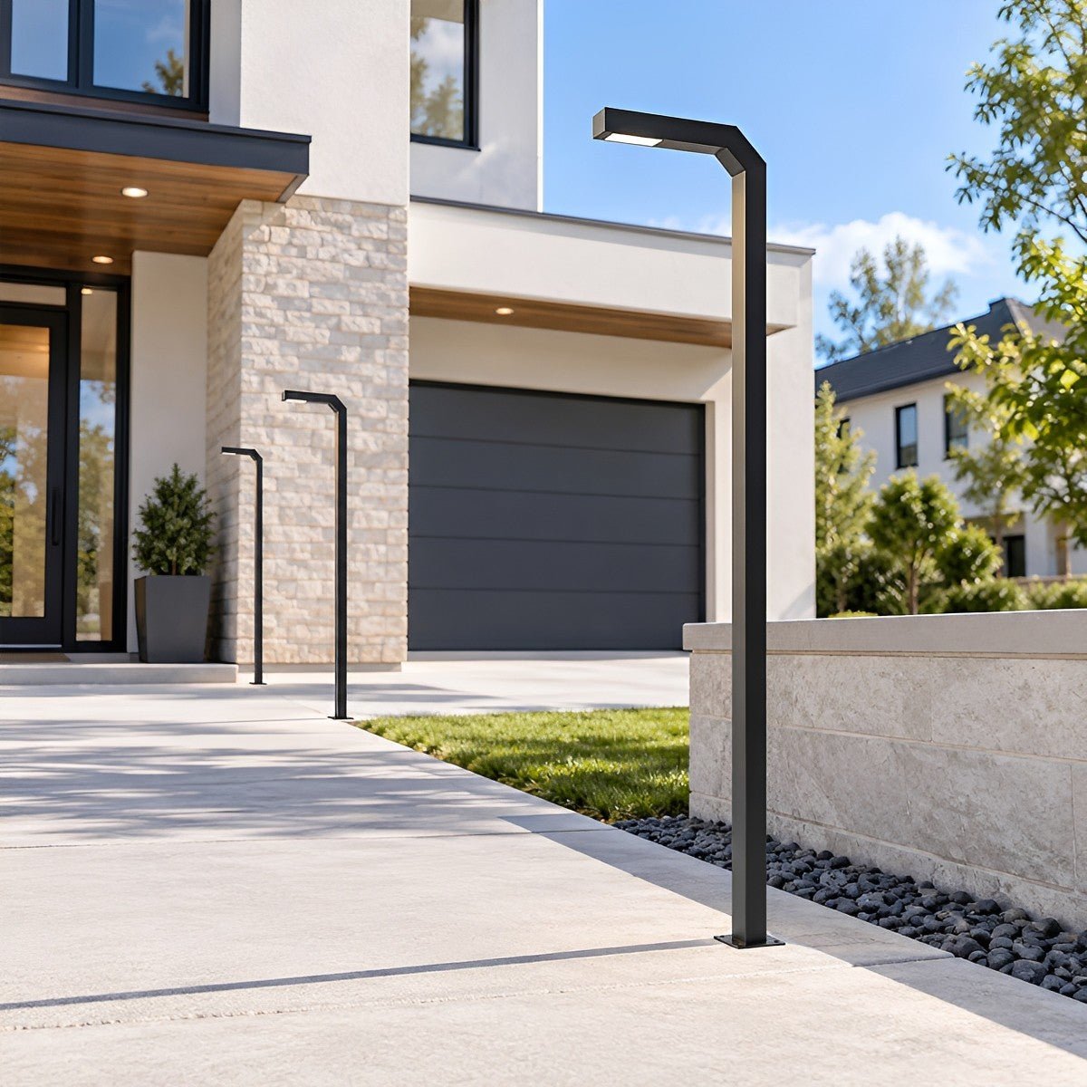 Modern Black LED Column Outdoor Pole Street Light - Flyachilles