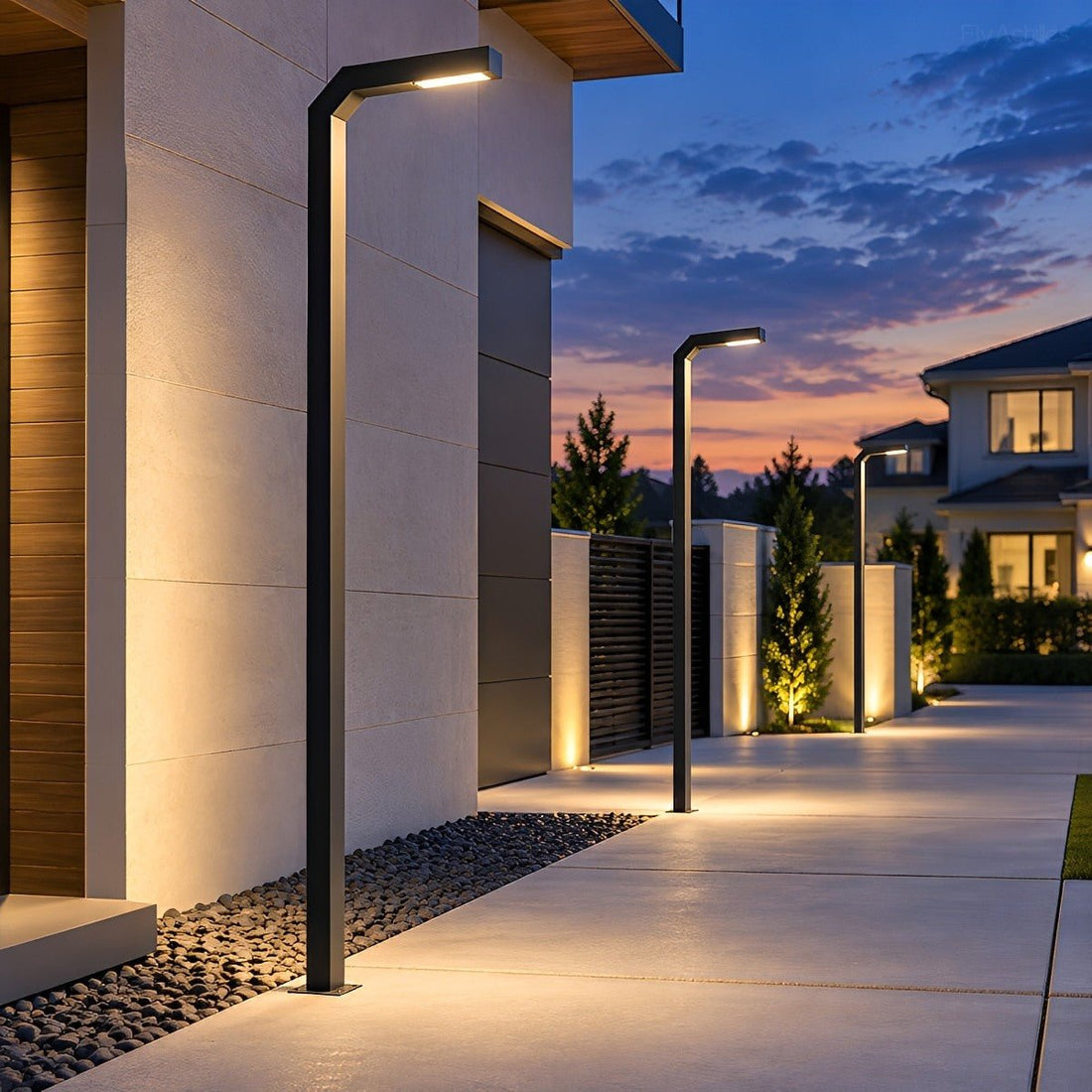 Modern Black LED Column Outdoor Pole Street Light - Flyachilles