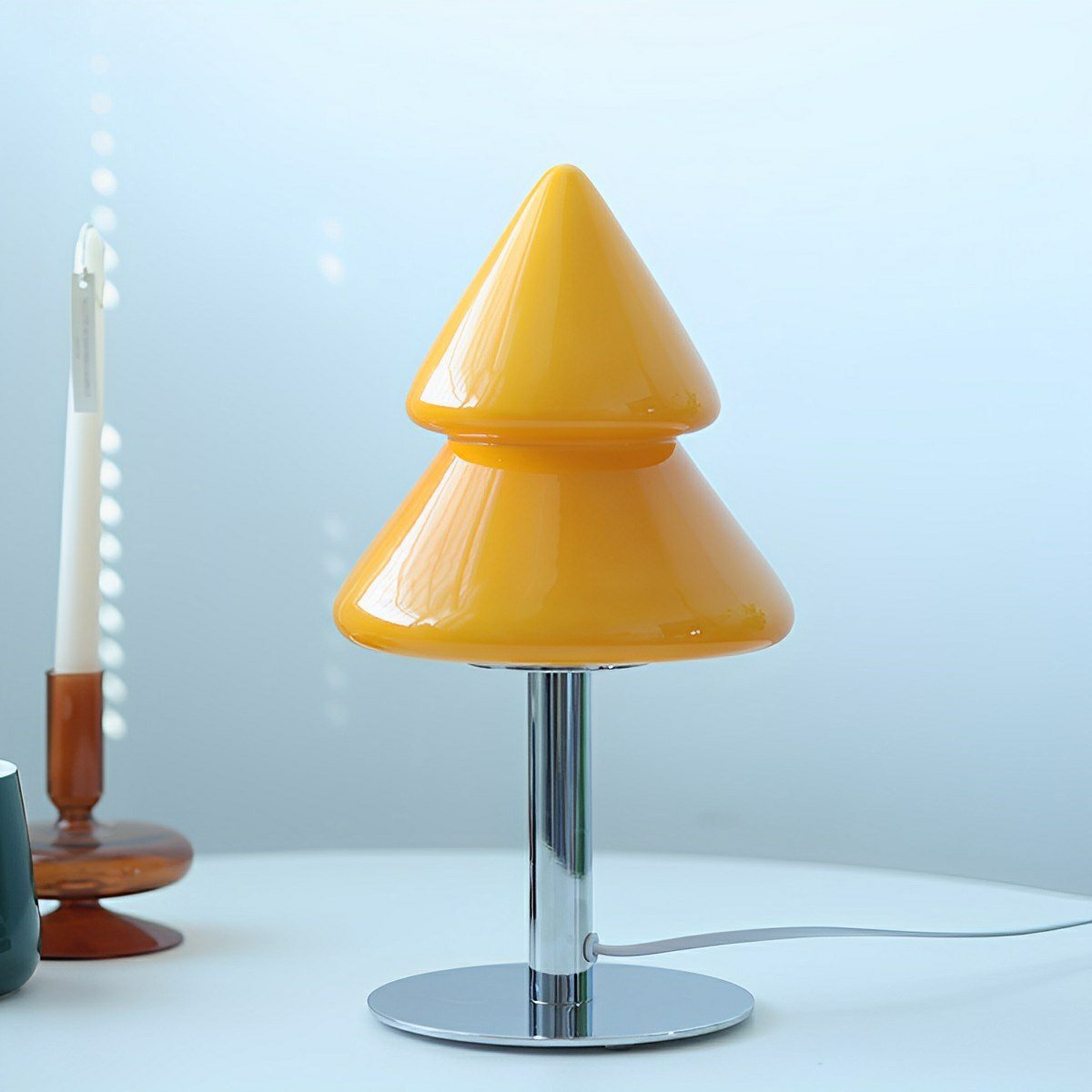 Modern Christmas Tree Glass LED Table Lamp Plug In - Flyachilles