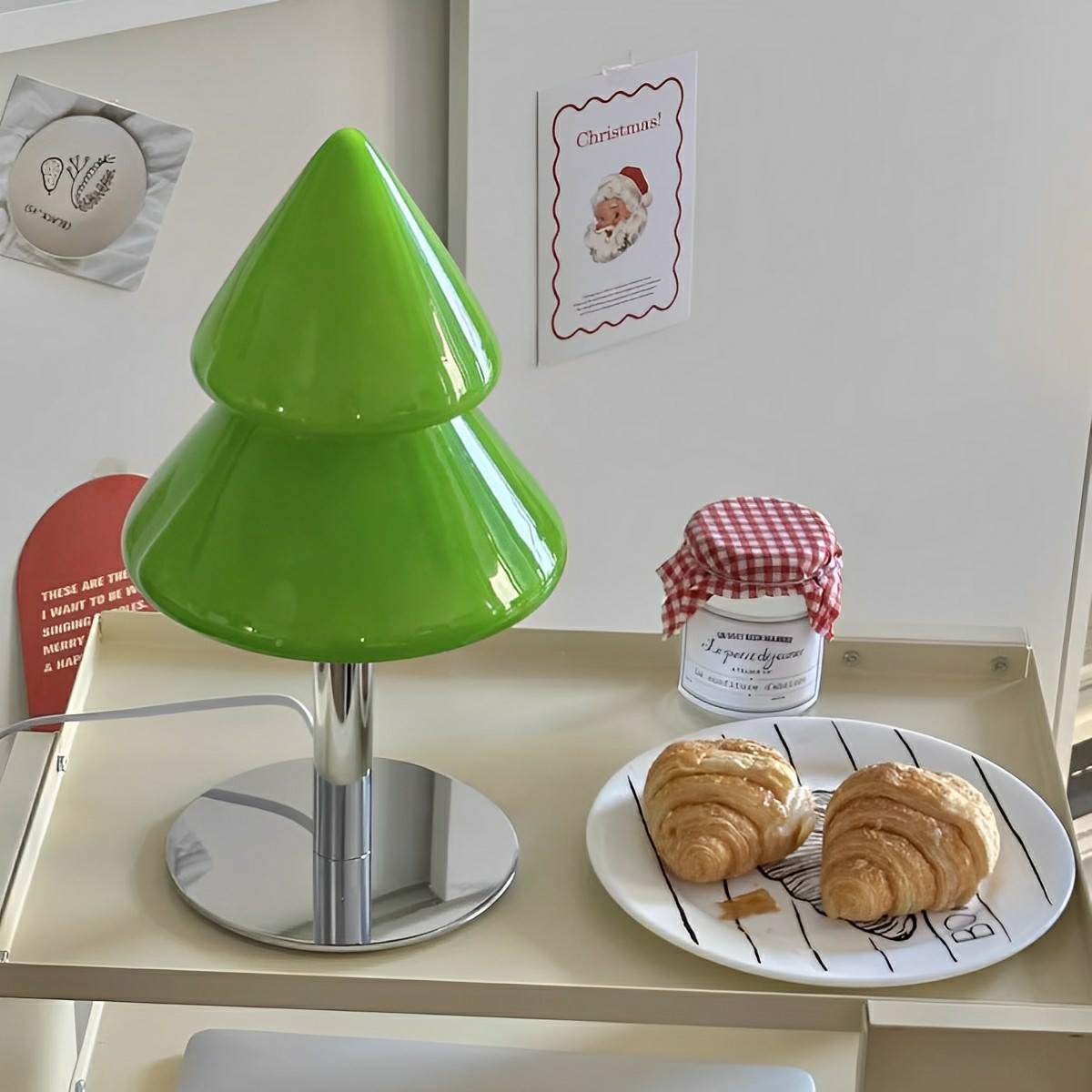Modern Christmas Tree Glass LED Table Lamp Plug In - Flyachilles