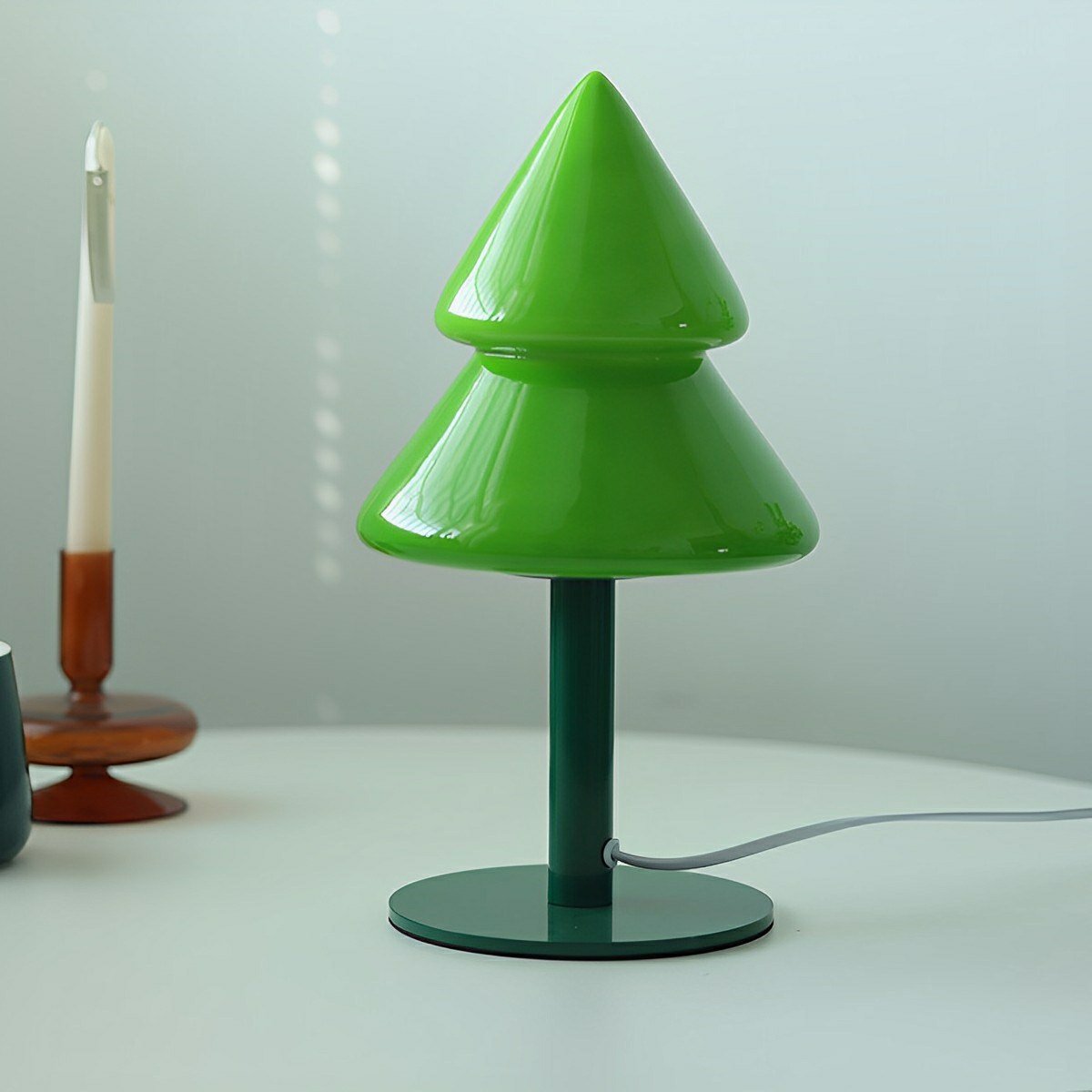 Modern Christmas Tree Glass LED Table Lamp Plug In - Flyachilles