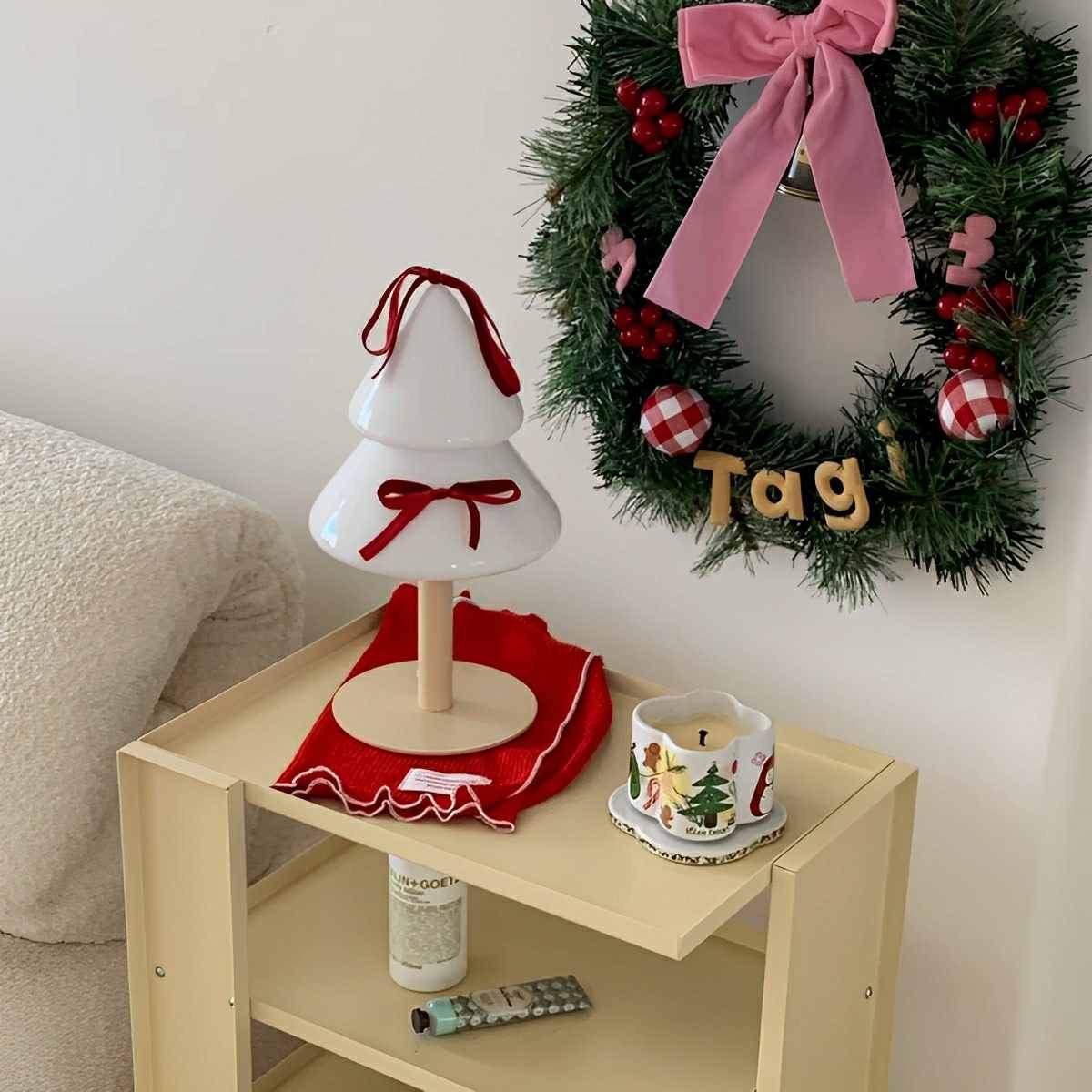 Modern Christmas Tree Glass LED Table Lamp Plug In - Flyachilles