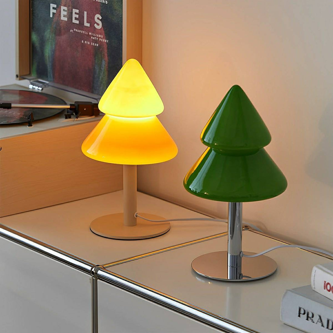 Modern Christmas Tree Glass LED Table Lamp Plug In - Flyachilles