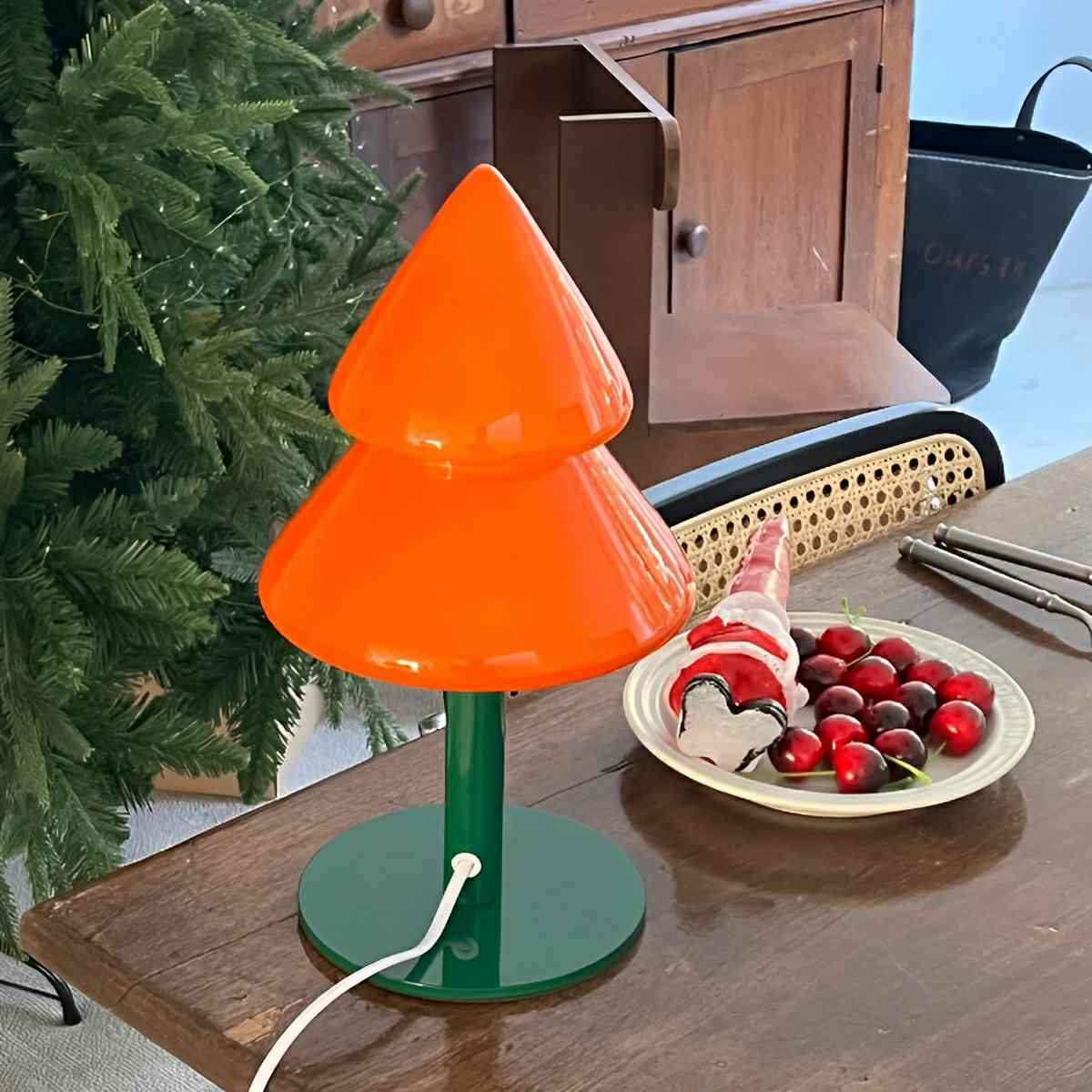 Modern Christmas Tree Glass LED Table Lamp Plug In - Flyachilles