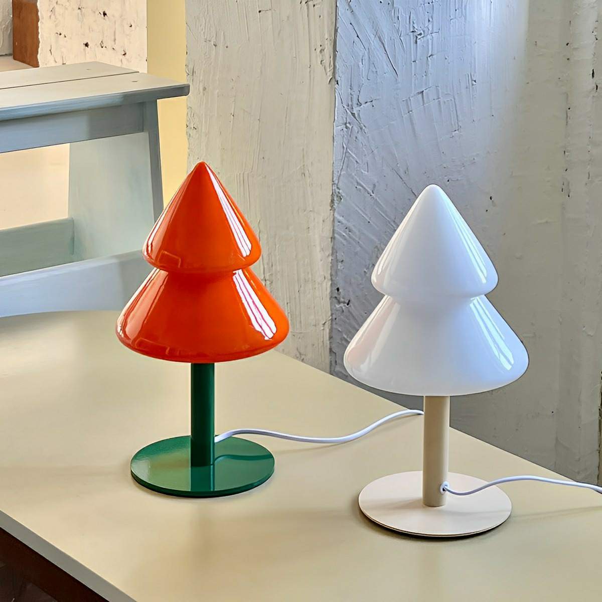 Modern Christmas Tree Glass LED Table Lamp Plug In - Flyachilles