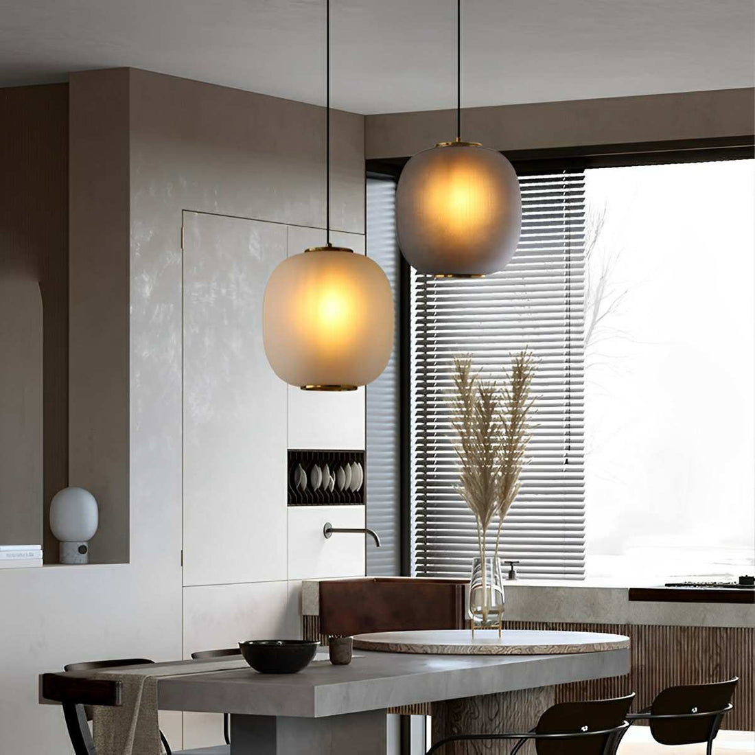 Modern Cream Style Glass Lantern LED Indoor Pendant Lights - Flyachilles