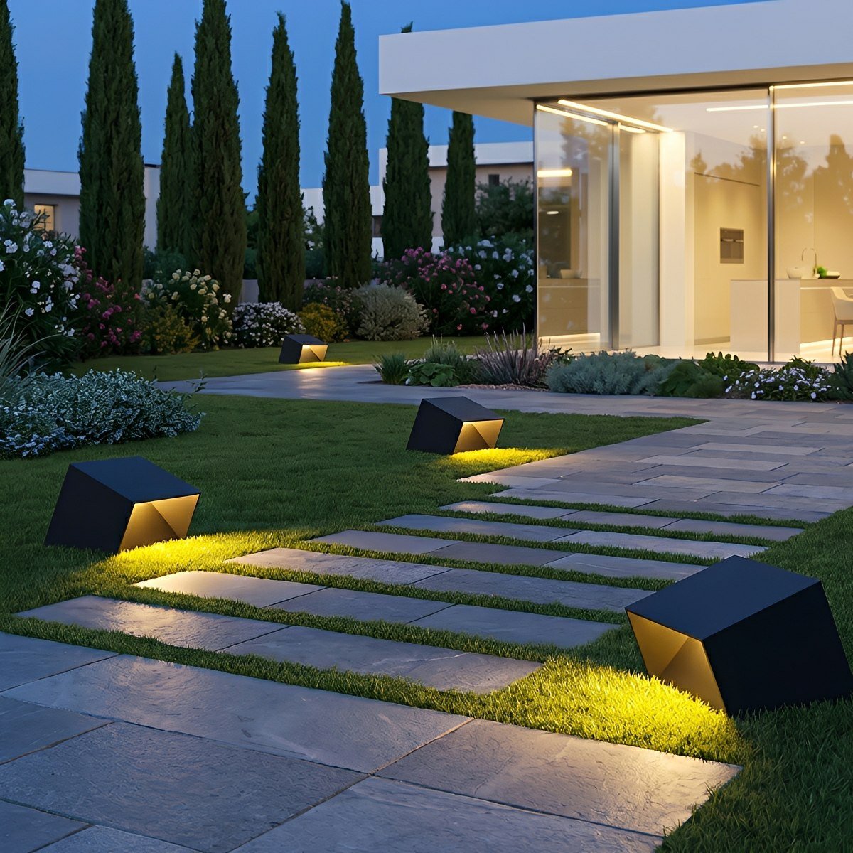 Modern Cube Garden LED Outdoor Post Light - Flyachilles