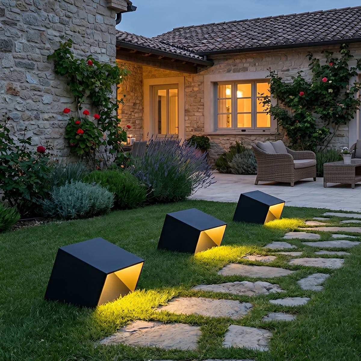 Modern Cube Garden LED Outdoor Post Light - Flyachilles