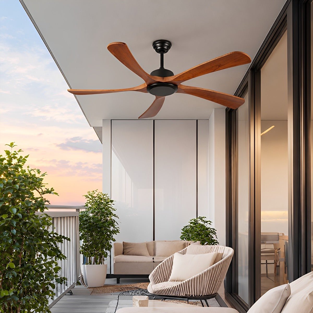 Modern Farmhouse Waterproof Wood Outdoor Ceiling Fan - Flyachilles