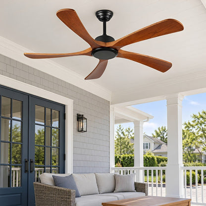Modern Farmhouse Waterproof Wood Outdoor Ceiling Fan - Flyachilles