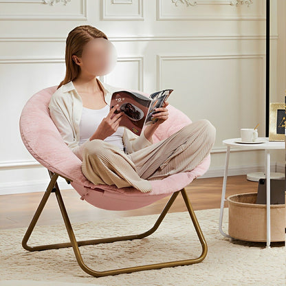 Modern Faux Fur Disc Chair – Bedroom, Living Room - Flyachilles