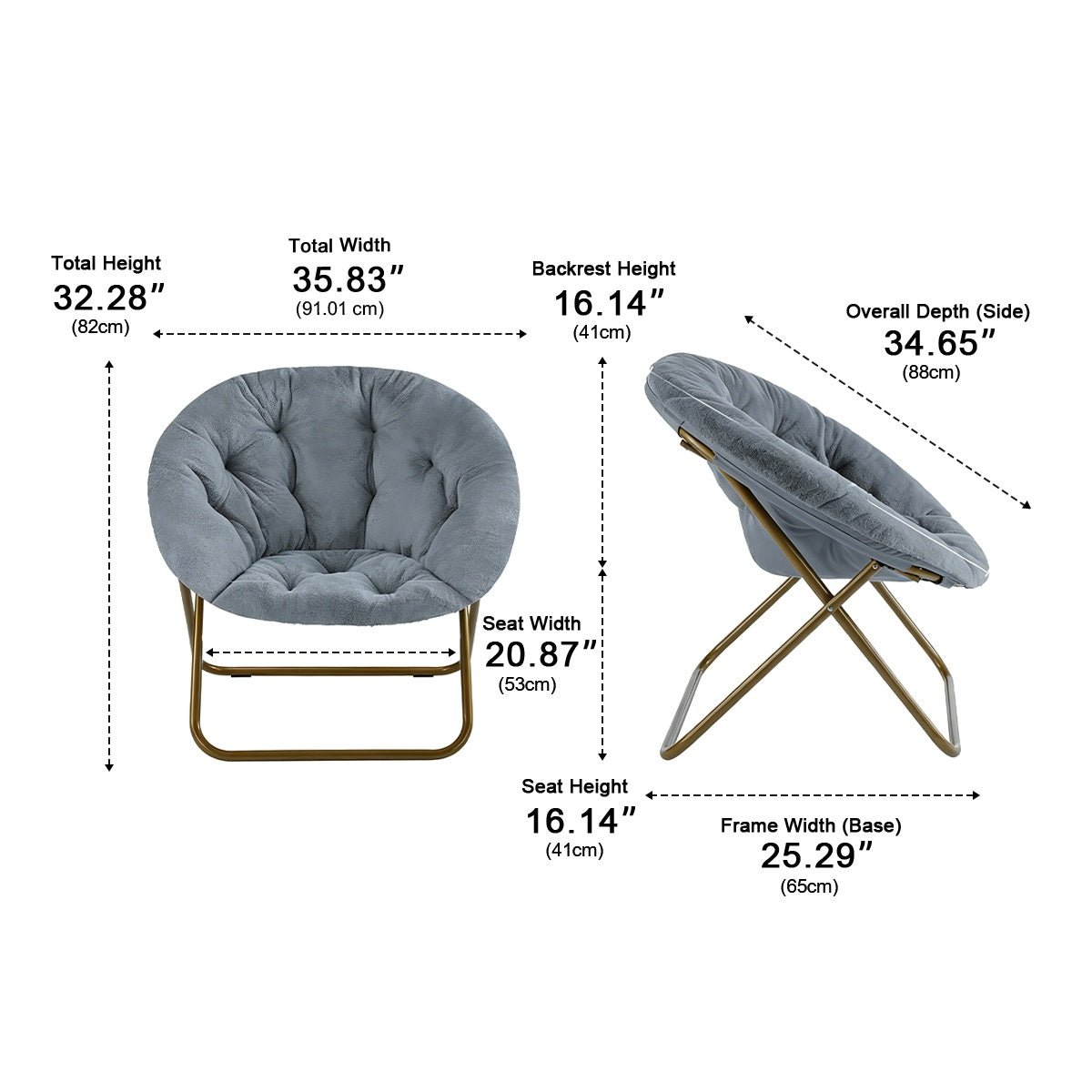 Modern Faux Fur Disc Chair – Bedroom, Living Room - Flyachilles