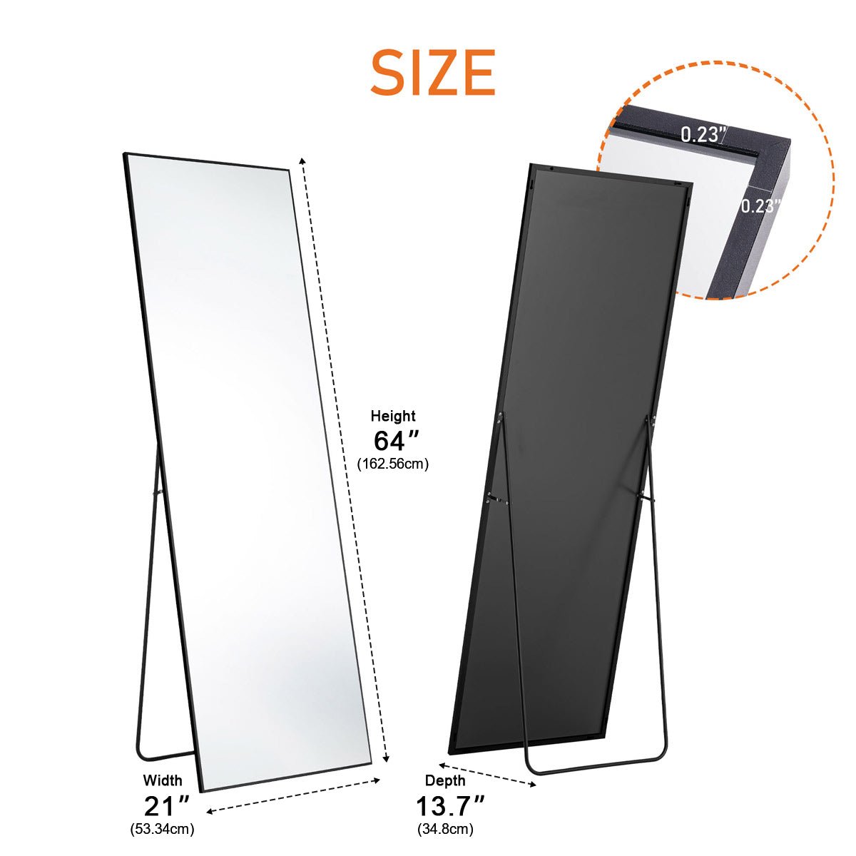 Modern Full Body Standing Floor Mirror Wall Mirror with Stand - Flyachilles