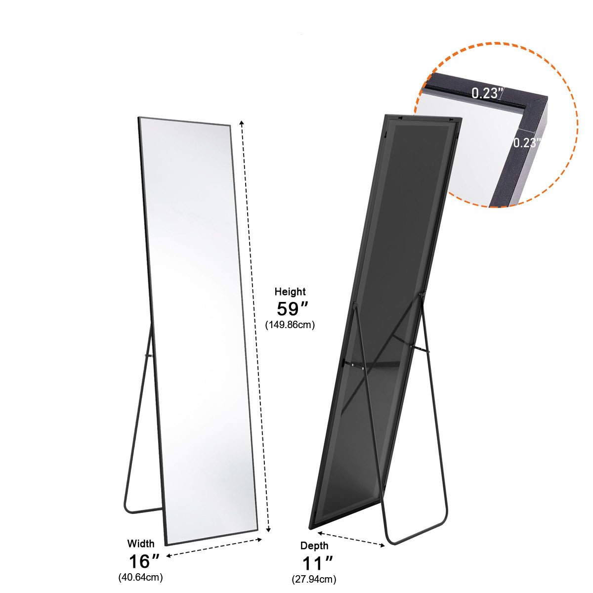 Modern Full Body Standing Floor Mirror Wall Mirror with Stand - Flyachilles