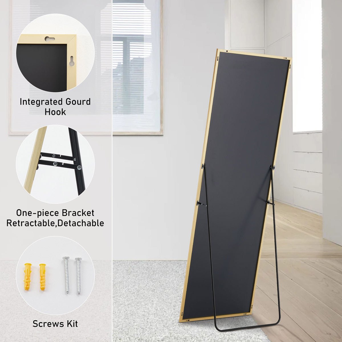 Modern Full Body Standing Floor Mirror Wall Mirror with Stand - Flyachilles