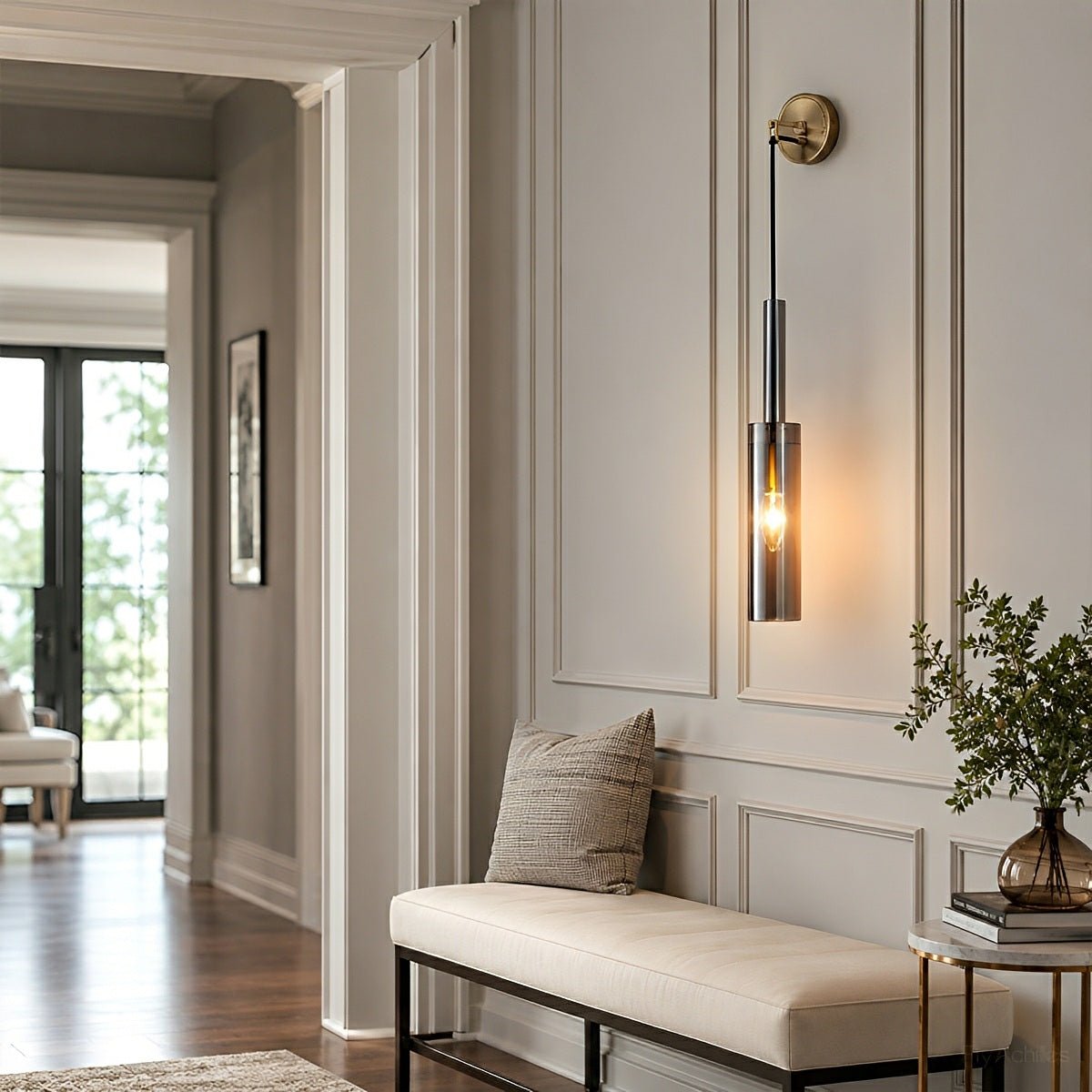 Modern Gray Cylindrical Crystal Wall Sconce - Flyachilles