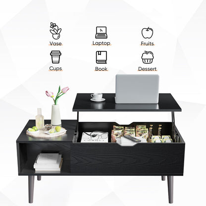 Modern Lift Tabletop Coffee Tables with Storage Shelf and Hidden Compartment - Flyachilles
