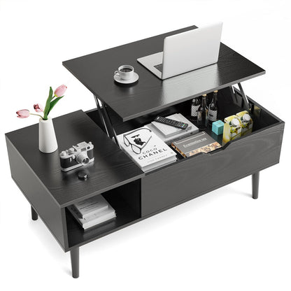 Modern Lift Tabletop Coffee Tables with Storage Shelf and Hidden Compartment - Flyachilles