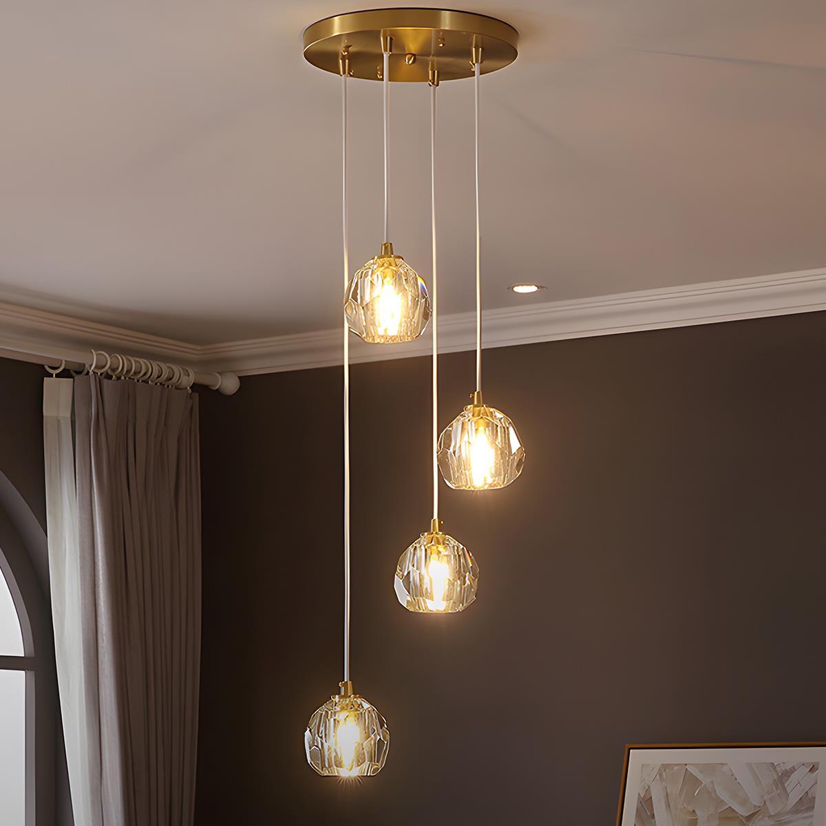 Modern Luxury Dimmable Brass Crystal Pendant Lights - Flyachilles