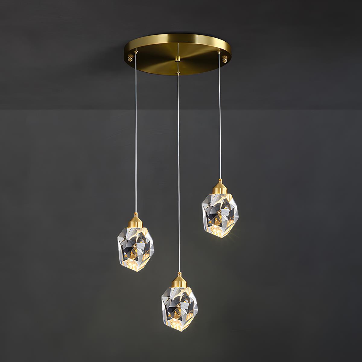 Modern Luxury Dimmable Brass Crystal Pendant Lights - Flyachilles