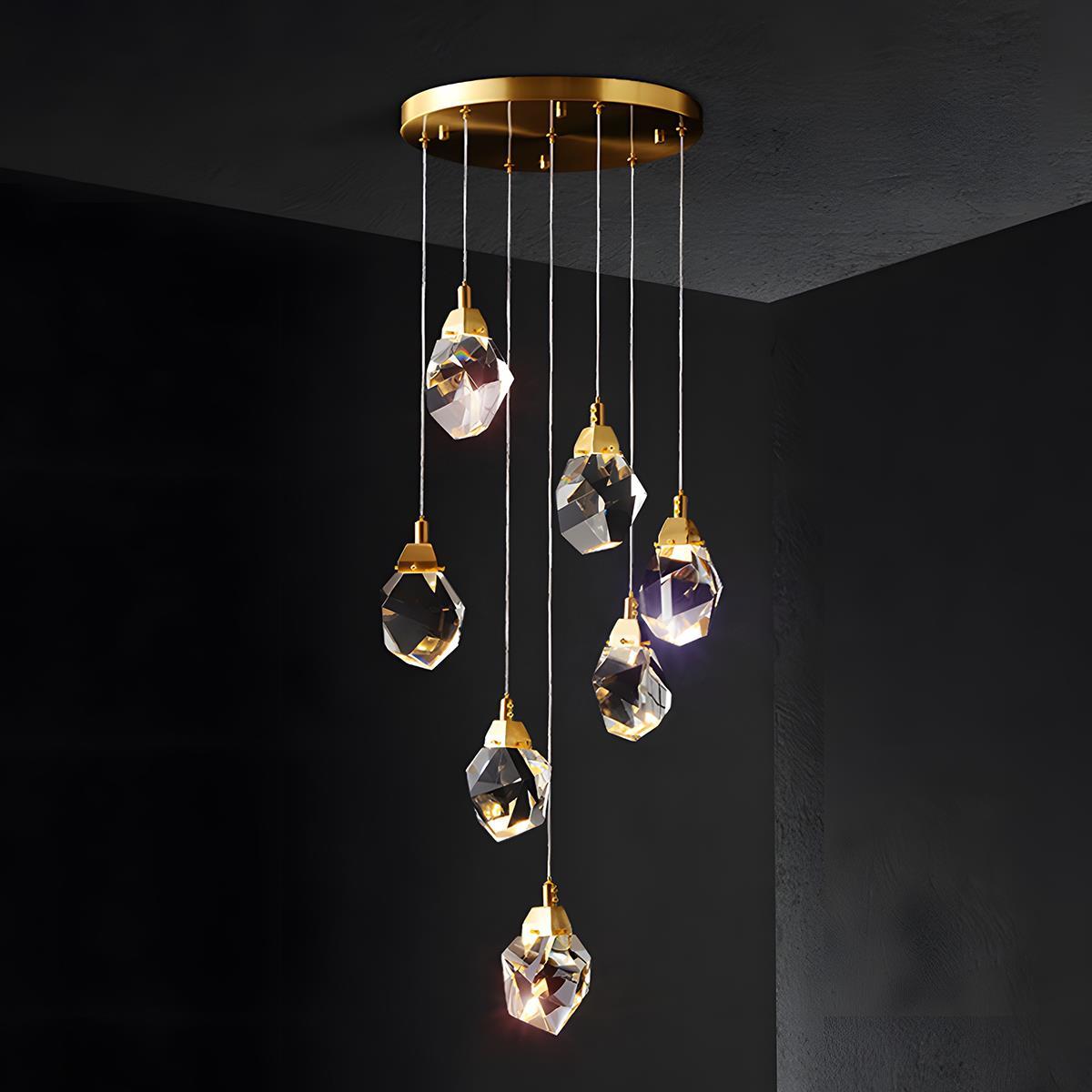 Modern Luxury Dimmable Brass Crystal Pendant Lights - Flyachilles