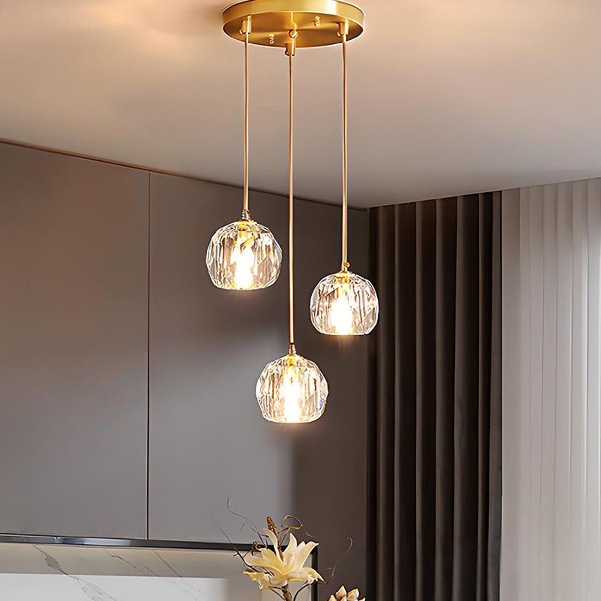 Modern Luxury Dimmable Brass Crystal Pendant Lights - Flyachilles