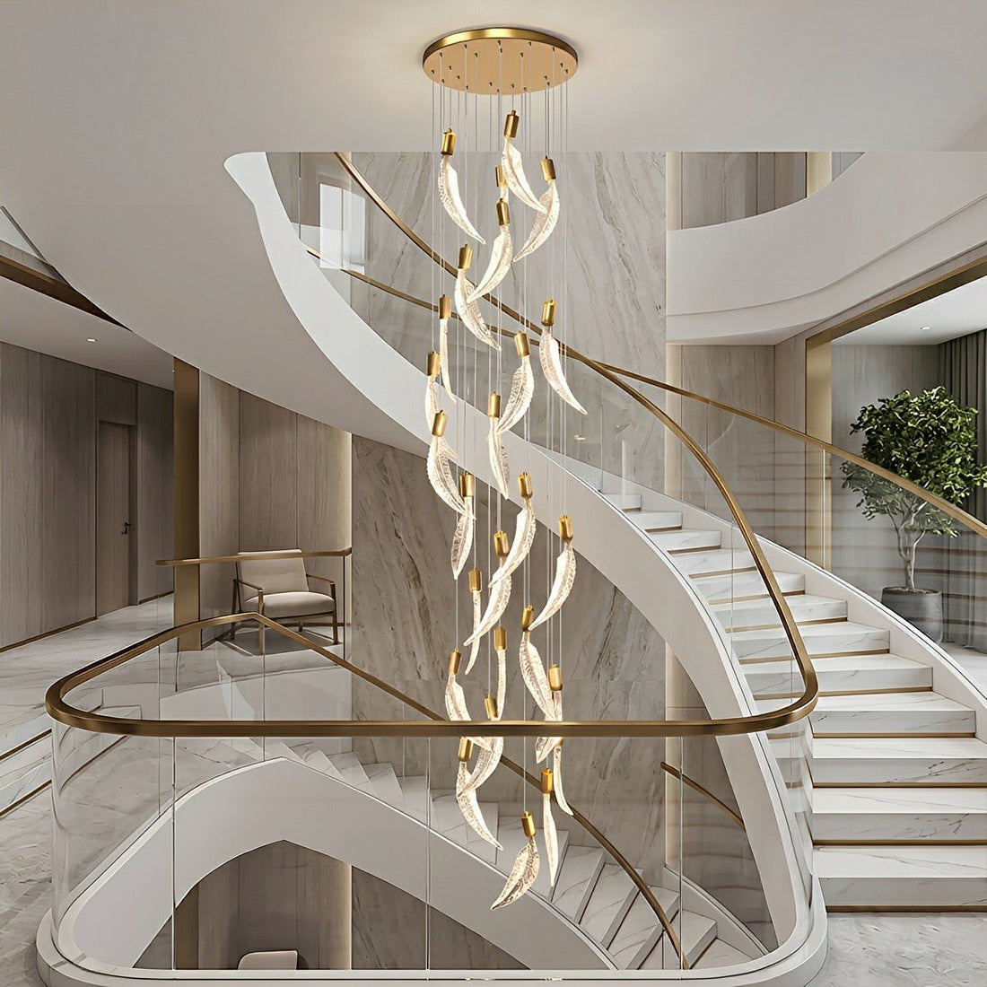 Modern Luxury Feather Spiral LED Chandelier - Flyachilles
