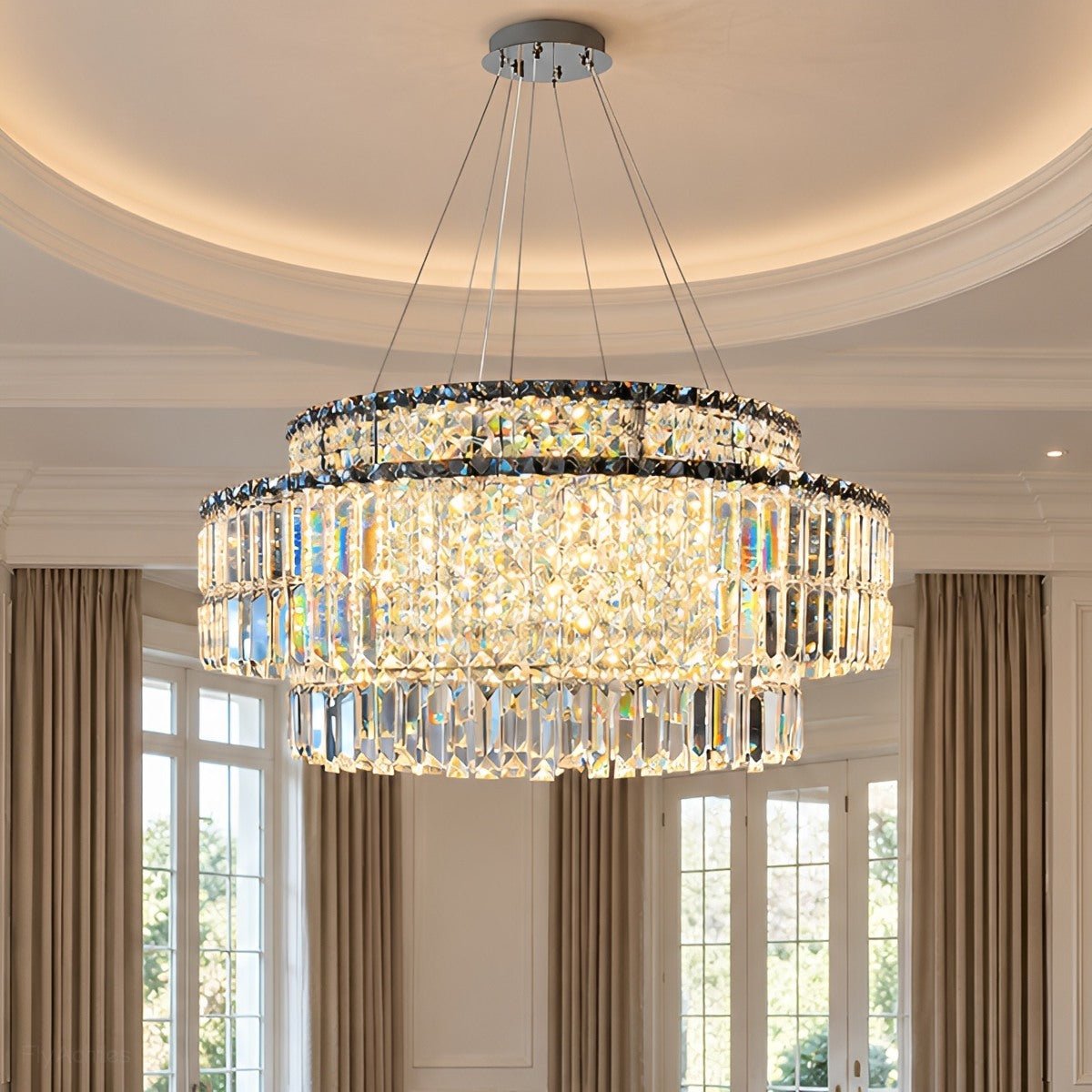 Modern Luxury Round Tiered Crystal LED Chandelier - Flyachilles