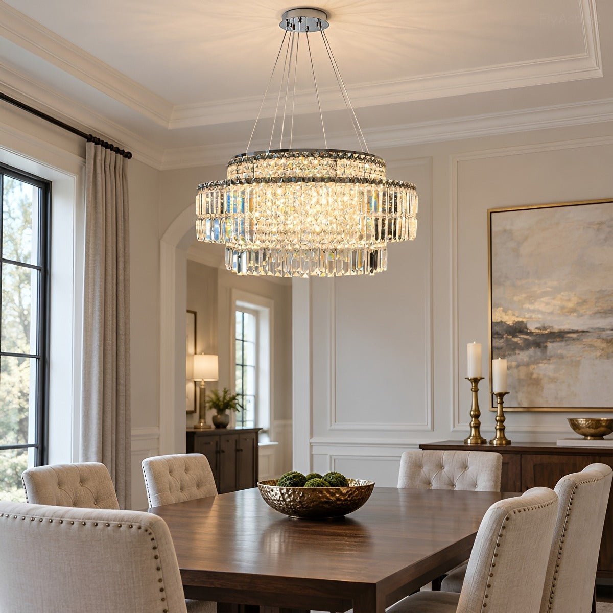 Modern Luxury Round Tiered Crystal LED Chandelier - Flyachilles