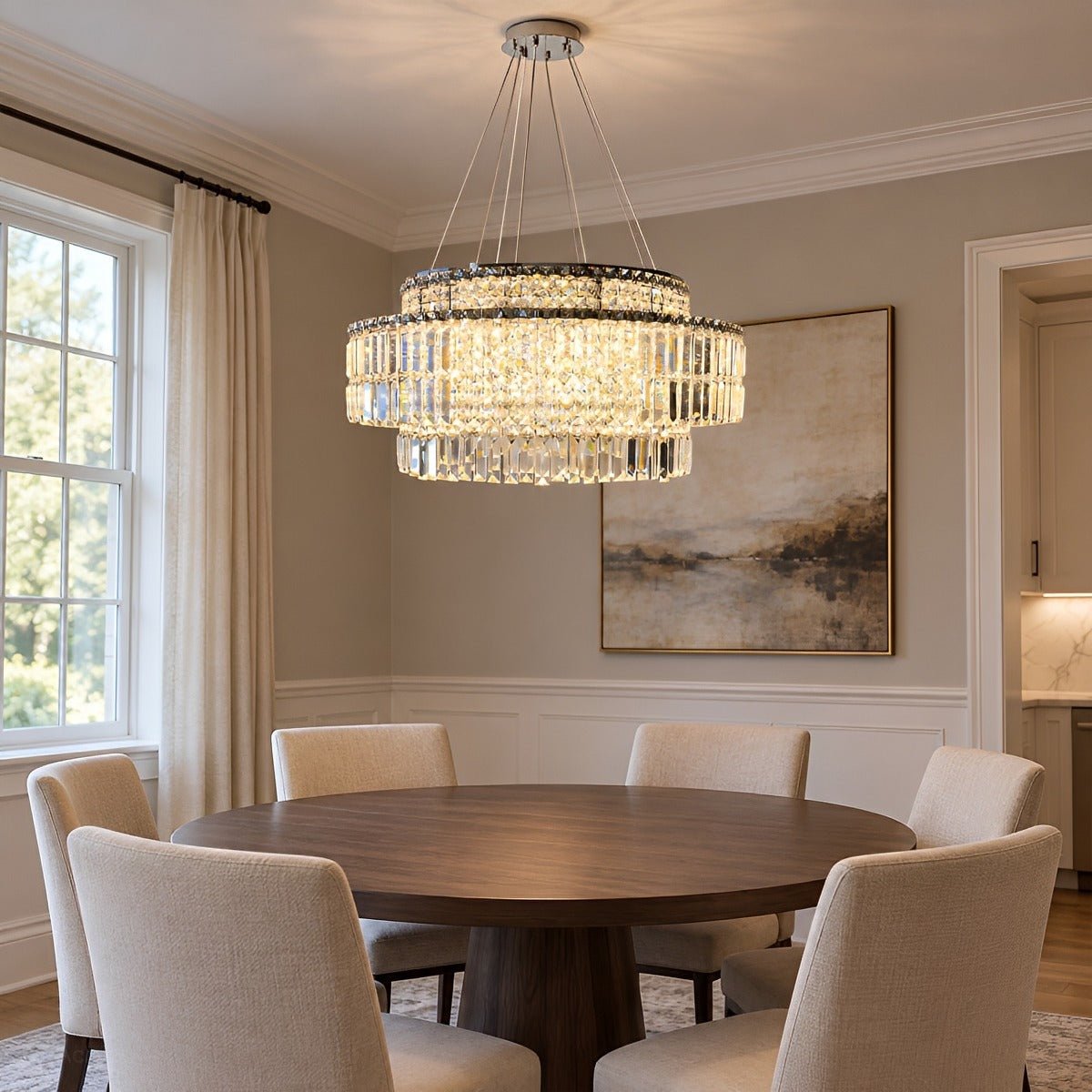 Modern Luxury Round Tiered Crystal LED Chandelier - Flyachilles