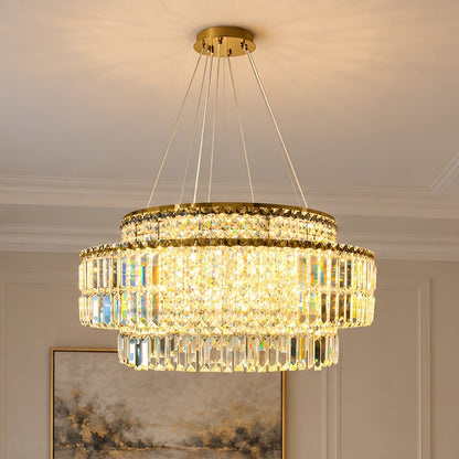 Modern Luxury Round Tiered Crystal LED Chandelier - Flyachilles