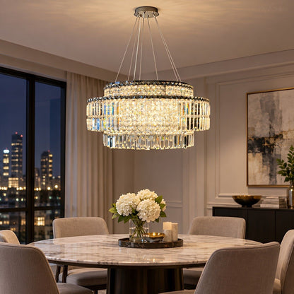 Modern Luxury Round Tiered Crystal LED Chandelier - Flyachilles