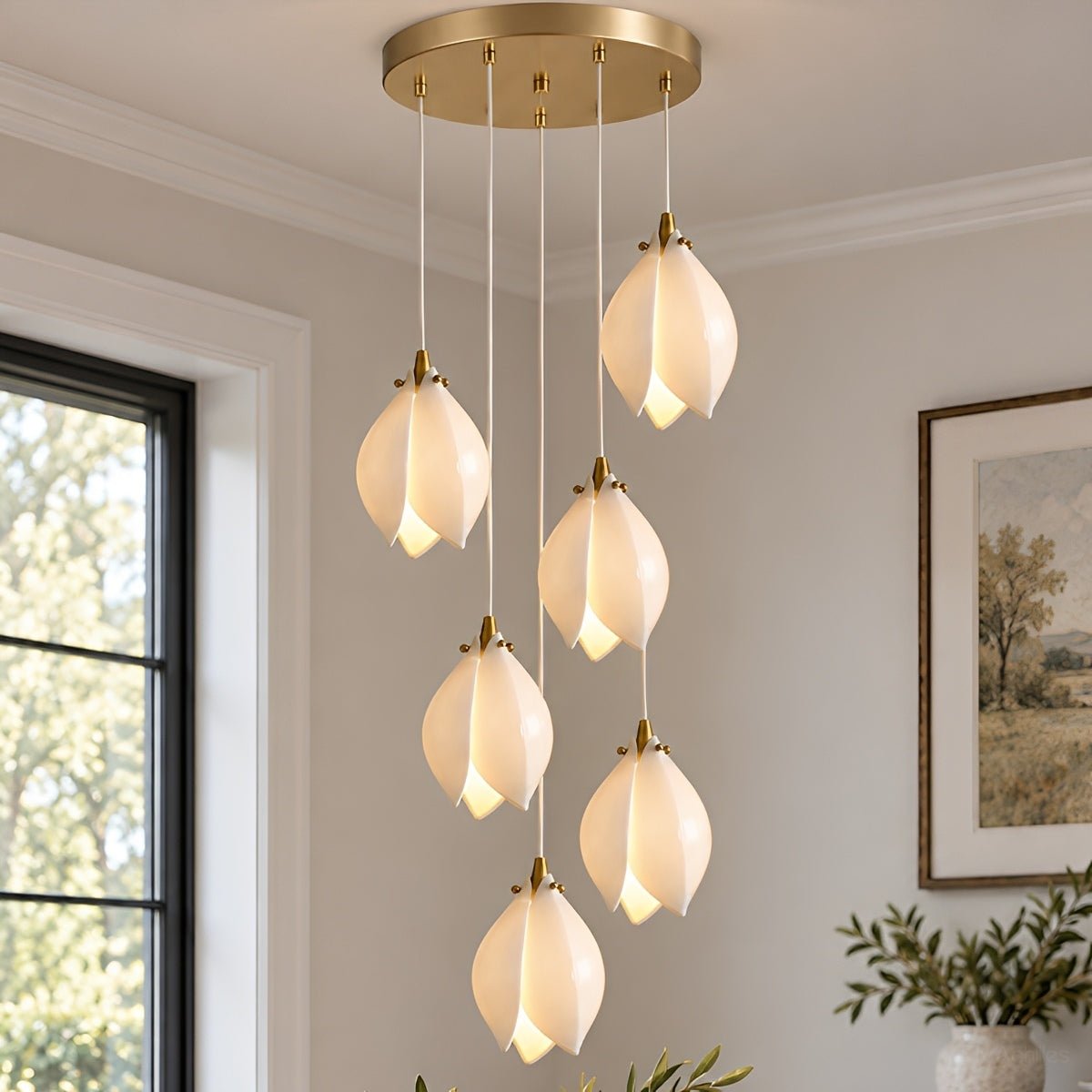 Modern Luxury Sculptural Ceramic Petal LED Chandelier - Flyachilles
