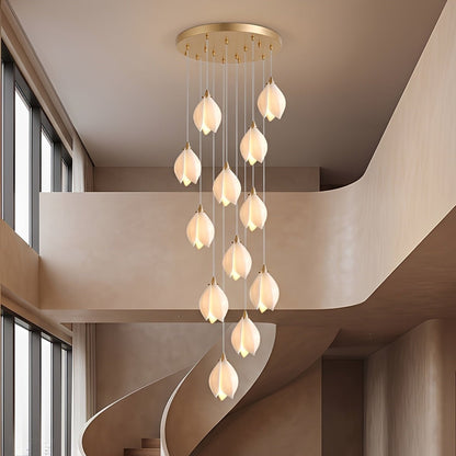 Modern Luxury Sculptural Ceramic Petal LED Chandelier - Flyachilles