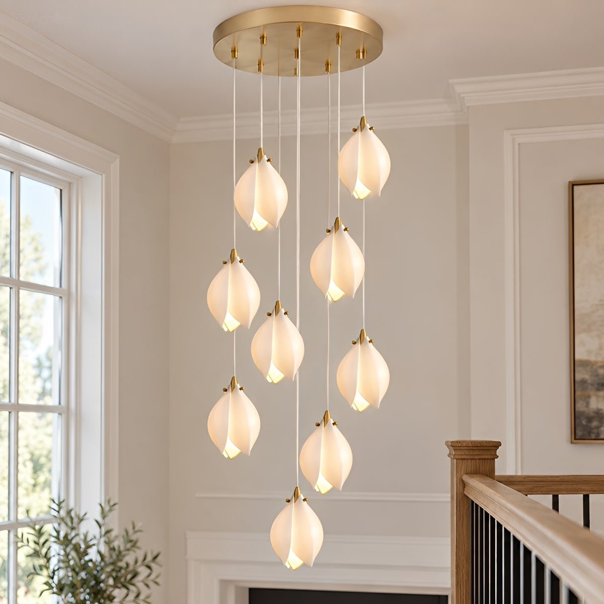Modern Luxury Sculptural Ceramic Petal LED Chandelier - Flyachilles