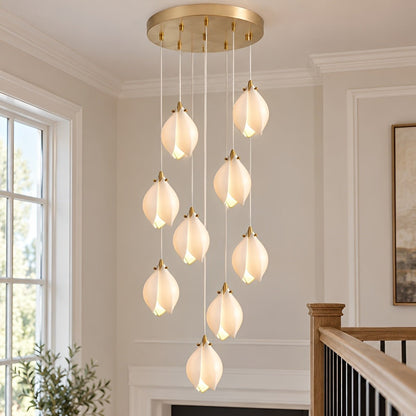 Modern Luxury Sculptural Ceramic Petal LED Chandelier - Flyachilles