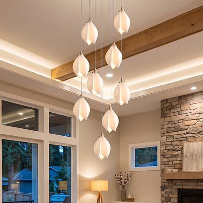 Modern Luxury Sculptural Ceramic Petal LED Chandelier - Flyachilles