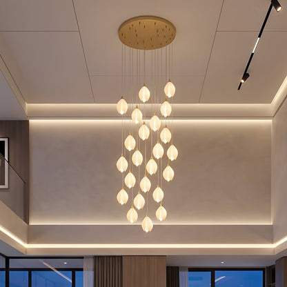 Modern Luxury Sculptural Ceramic Petal LED Chandelier - Flyachilles