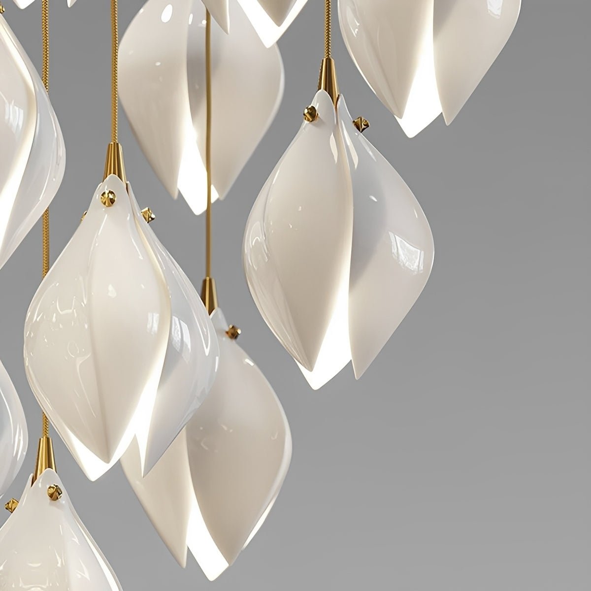 Modern Luxury Sculptural Ceramic Petal LED Chandelier - Flyachilles