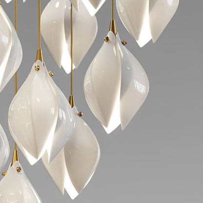 Modern Luxury Sculptural Ceramic Petal LED Chandelier - Flyachilles