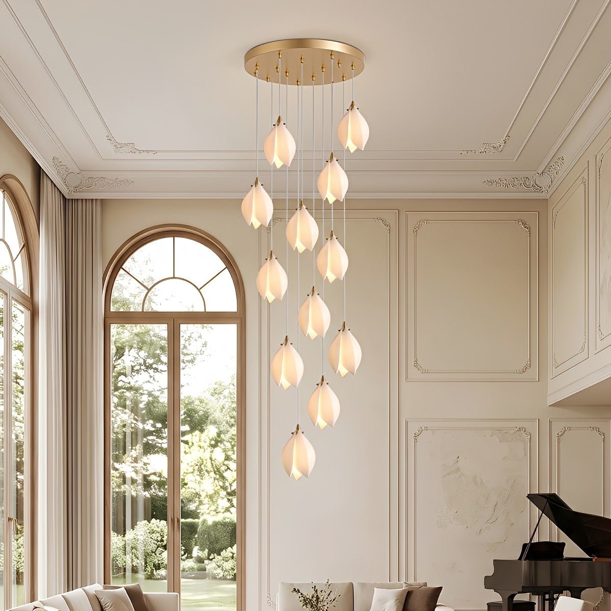 Modern Luxury Sculptural Ceramic Petal LED Chandelier - Flyachilles