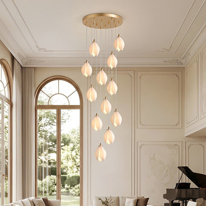 Modern Luxury Sculptural Ceramic Petal LED Chandelier - Flyachilles
