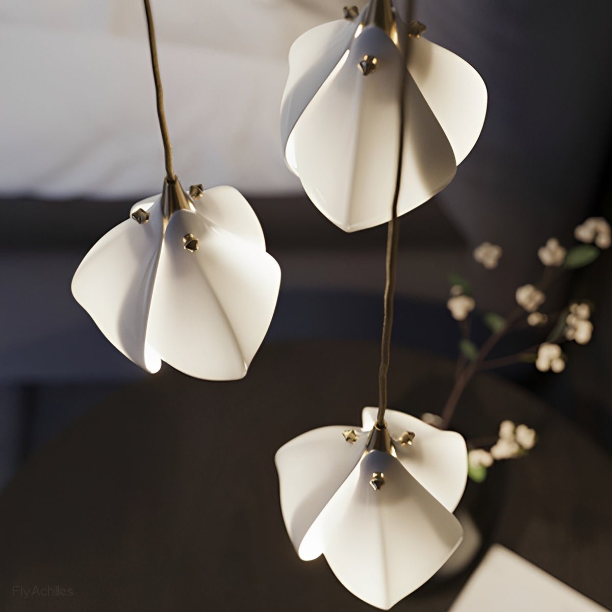 Modern Luxury Sculptural Ceramic Petal LED Chandelier - Flyachilles