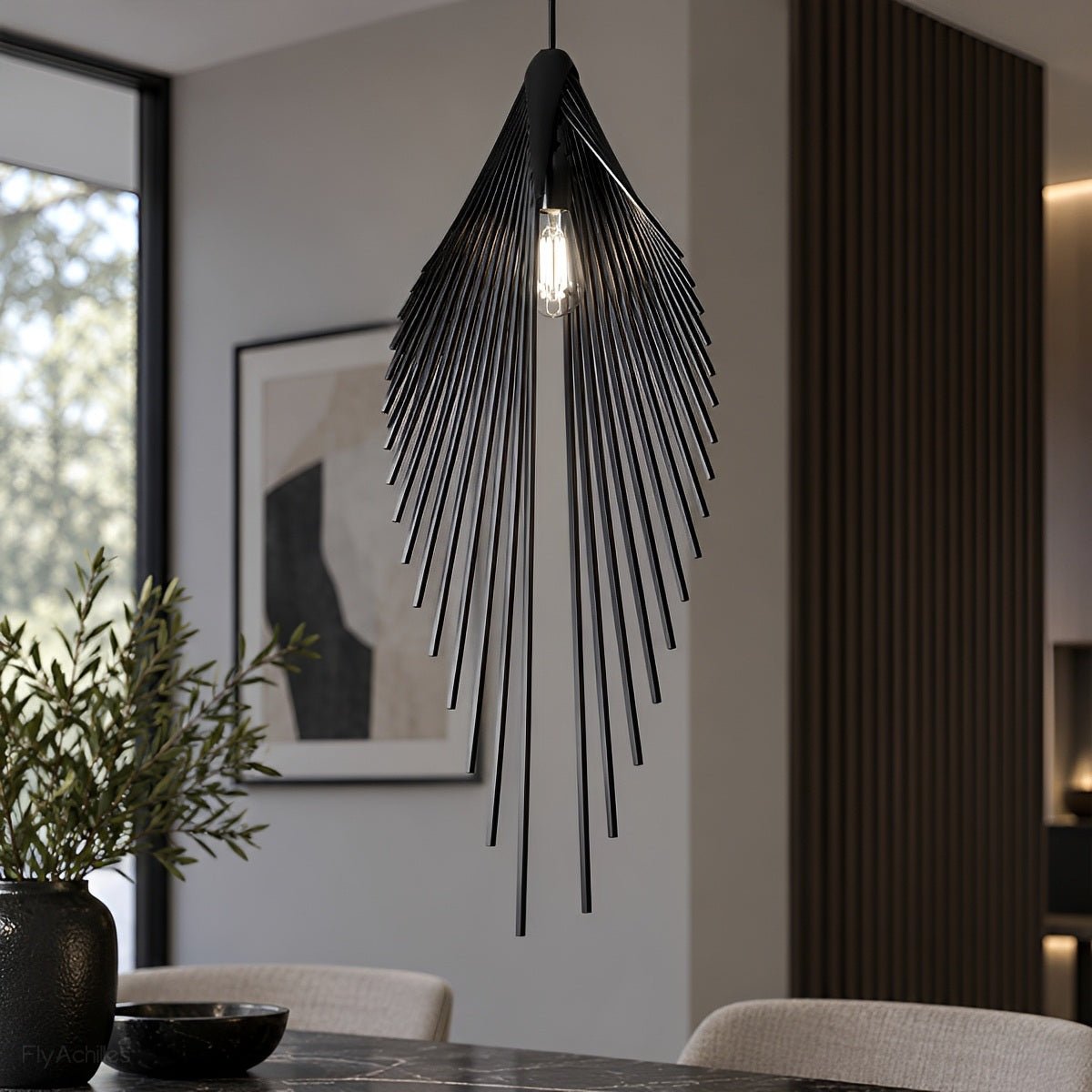 Modern Luxury Sculptural Feather LED Pendant Light - Flyachilles