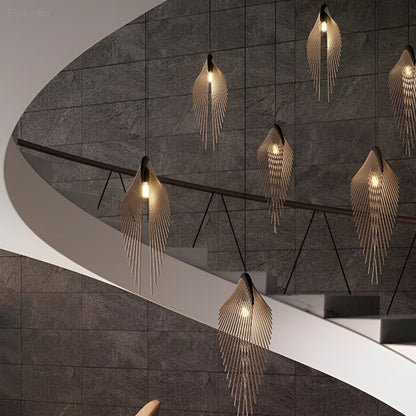 Modern Luxury Sculptural Feather LED Pendant Light - Flyachilles